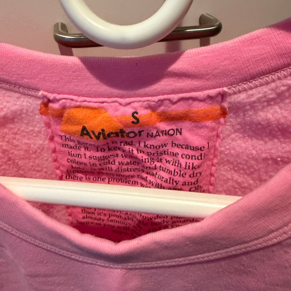 Aviator Nation 5 Stripe Neon Pink Sweatshirt - Picture 2 of 3